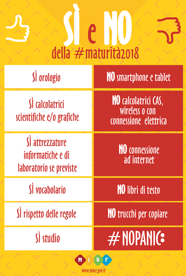 MATURITA' 2018, SI' IMPEGNO NO PANIC!