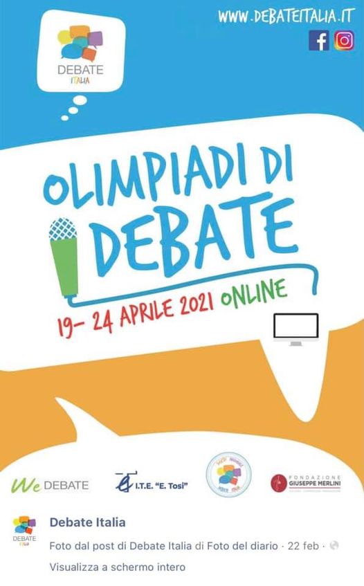AL VIA DOMANI LE SELZIONI REGIONALI DI DEBATE