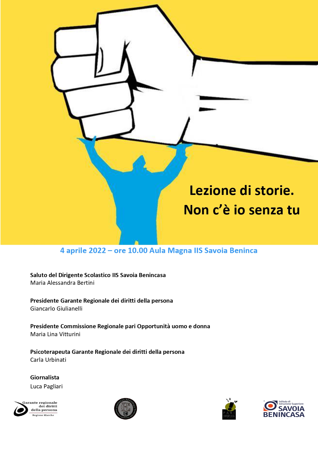 Lunedì 4 aprile il laboratorio “Lezione di storie. Non c’è io senza tu”